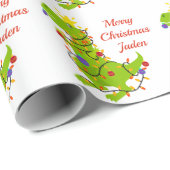 Personalisiert Frohe Weihnachten Dinosaurier-Weihn Geschenkpapier (Rolleneckpunkt)