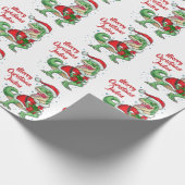 Personalisiert Frohe Weihnachten Dinosaurier-Weihn Geschenkpapier (Ecke)