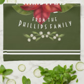 Personalisiert Frohe Weihnachten dunkelgrün weiß Geschirrtuch (Gefaltet)