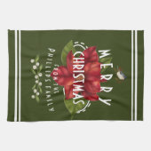 Personalisiert Frohe Weihnachten dunkelgrün weiß Geschirrtuch (Horizontal)