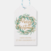 Personalisiert Frohe Weihnachten Eukalyptus Wreath Geschenkanhänger (Vorderseite)