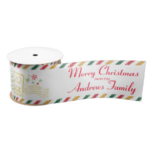Personalisiert frohe Weihnachten Glitzer Air Mail Satinband