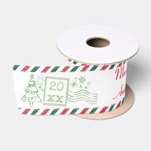 Personalisiert frohe Weihnachten Glitzer Air Mail Satinband