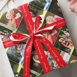 Personalisiert Frohe Weihnachten Gold Red Gift Wra Satinband