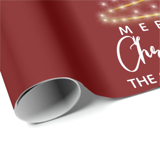Personalisiert frohe Weihnachten Gold Tree Red Geschenkpapier (Rolleneckpunkt)