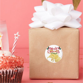 Personalisiert frohe Weihnachten Golden klein Runder Aufkleber