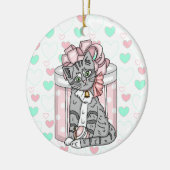 Personalisiert Frohe Weihnachten Gray Kitten Pink  Keramik Ornament (Links)