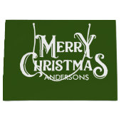 Personalisiert Frohe Weihnachten Grün Große Geschenktüte (Vorderseite)