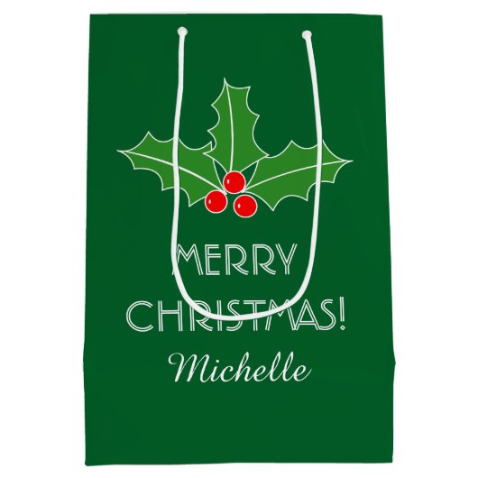 Personalisiert Frohe Weihnachten heilige Blätter G Mittlere Geschenktüte (Rückseite)