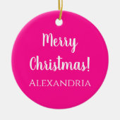 Personalisiert Frohe Weihnachten Heiß rosa Keramik Ornament (Vorne)