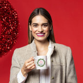 Personalisiert Frohe Weihnachten Holly Wreath Kaffeetasse