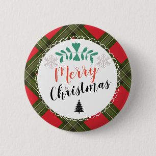 Personalisiert Frohe Weihnachten Karierte Taste Button