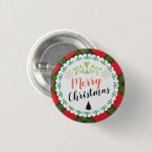 Personalisiert Frohe Weihnachten Karierte Taste Button (Vorne & Hinten)