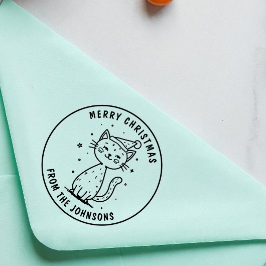 Personalisiert frohe Weihnachten Katze Niedlich Ur Permastempel