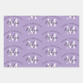 Personalisiert Frohe Weihnachten Lila Monogram Geschenkpapier Set (Vorderseite)