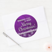 Personalisiert frohe Weihnachten (lila) Runder Aufkleber (Umschlag)