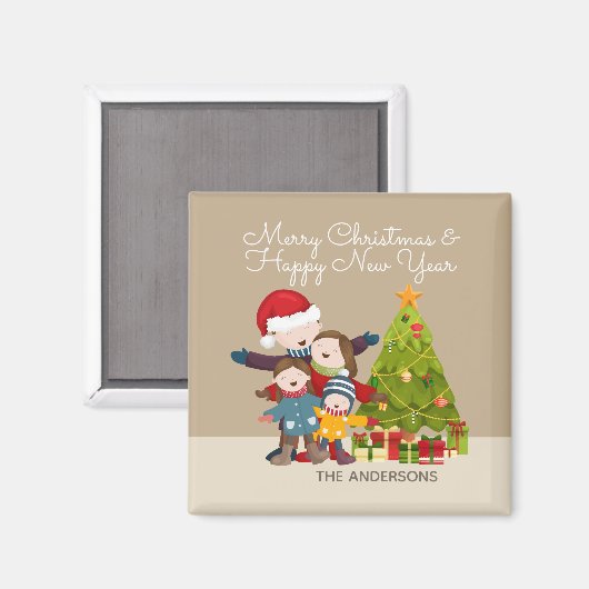 Personalisiert frohe Weihnachten | Magnet (Vorderseite/Rückseite)