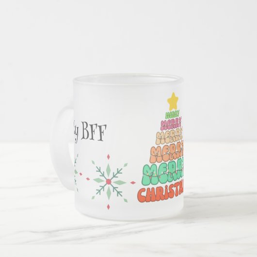 Personalisiert frohe Weihnachten Mattglastasse (Vorderseite Links)