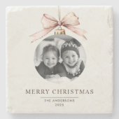 "Personalisiert frohe Weihnachten mit Foto Geschen Steinuntersetzer (Vorderseite)