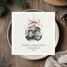 "Personalisiert frohe Weihnachten mit Foto Napkin