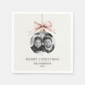 "Personalisiert frohe Weihnachten mit Foto Napkin Serviette (Vorderseite)