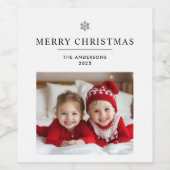 "Personalisiert frohe Weihnachten mit Foto und Nam Weinetikett (Einzelnes Label)