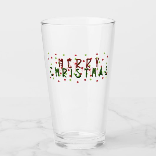 Personalisiert frohe Weihnachten mit roten/grünen  Glas (Vorderseite)