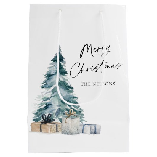 Personalisiert frohe Weihnachten Mittlere Geschenktüte (Rückseite)