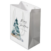 Personalisiert frohe Weihnachten Mittlere Geschenktüte (Rückseite Schrägansicht)