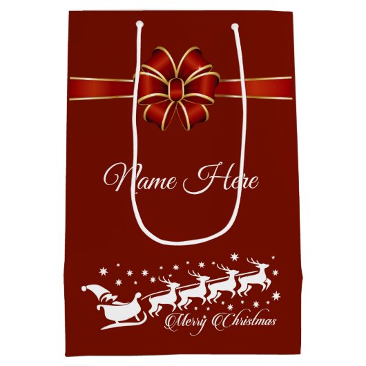 Personalisiert frohe Weihnachten Mittlere Geschenktüte (Rückseite)