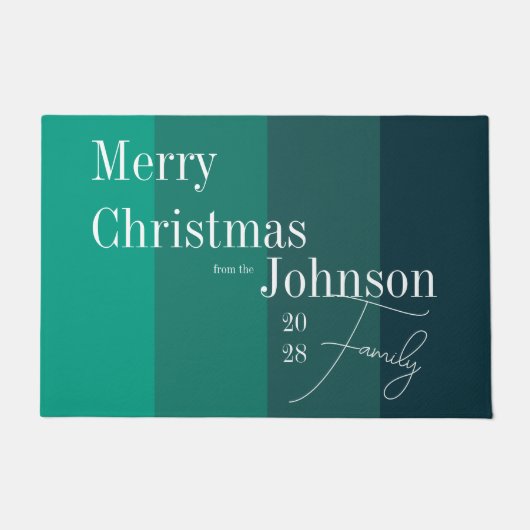 Personalisiert frohe Weihnachten Moderne Typografi Fußmatte (Vorderseite)