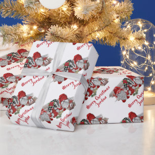 Personalisiert frohe Weihnachten Niedlich Gnomes U Geschenkpapier