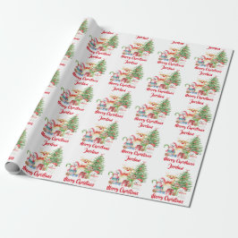 Personalisiert frohe Weihnachten Niedlich Gnomes U Geschenkpapier