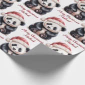 Personalisiert frohe Weihnachten Niedlich Panda Bä Geschenkpapier (Ecke)