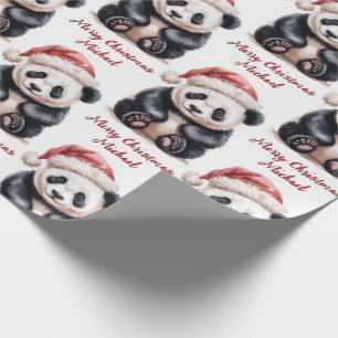 Personalisiert frohe Weihnachten Niedlich Panda Bä Geschenkpapier