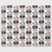 Personalisiert frohe Weihnachten Niedlich Panda Bä Geschenkpapier (Flach)