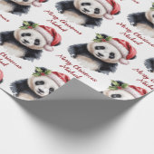 Personalisiert frohe Weihnachten Niedlich Panda Bä Geschenkpapier (Ecke)