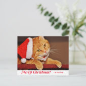 Personalisiert Frohe Weihnachten Orange Tabby Cat Postkarte (Stehend Vorderseite)