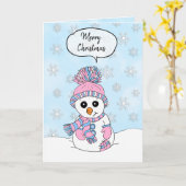 Personalisiert frohe Weihnachten Pink und Blue Sno Karte (Gelbe Blume)
