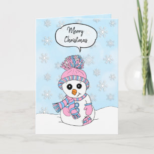 Personalisiert frohe Weihnachten Pink und Blue Sno Karte
