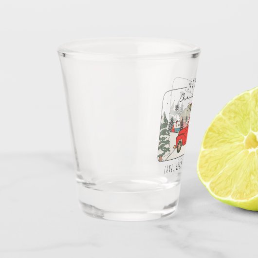 Personalisiert frohe Weihnachten Retro-Shotglas Schnapsglas (Links)