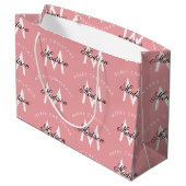 Personalisiert Frohe Weihnachten Rosa Monogramm Große Geschenktüte (Rückseite Schrägansicht)