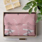 Personalisiert Frohe Weihnachten Rosa Monogramm Seidenpapier (Geschenk)