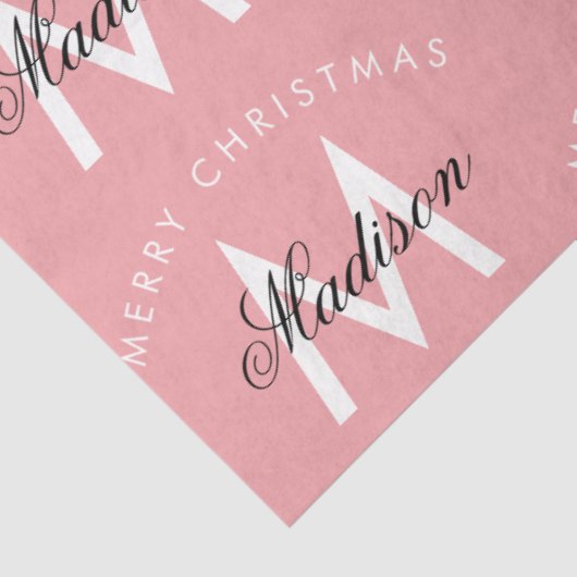 Personalisiert Frohe Weihnachten Rosa Monogramm Seidenpapier (Ausschnitt)
