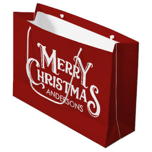Personalisiert frohe Weihnachten Rot Große Geschenktüte
