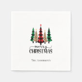 Personalisiert frohe Weihnachten Rote Grüne Karier Serviette (Vorderseite)