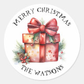 Personalisiert frohe Weihnachten Runder Aufkleber (Vorderseite)