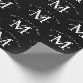 Personalisiert Frohe Weihnachten Schwarz-weiß Mono Geschenkpapier (Ecke)