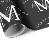 Personalisiert Frohe Weihnachten Schwarz-weiß Mono Geschenkpapier (Rolleneckpunkt)