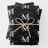 Personalisiert Frohe Weihnachten Schwarz-weiß Mono Geschenkpapier Set (Beispiel)